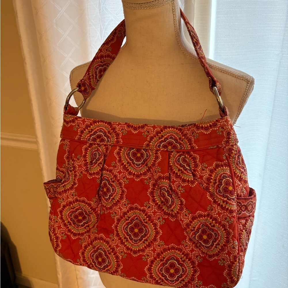 GUC Vera Bradley Vibrant orange coral  Patterned Shoulder Bag and cosmetic bag